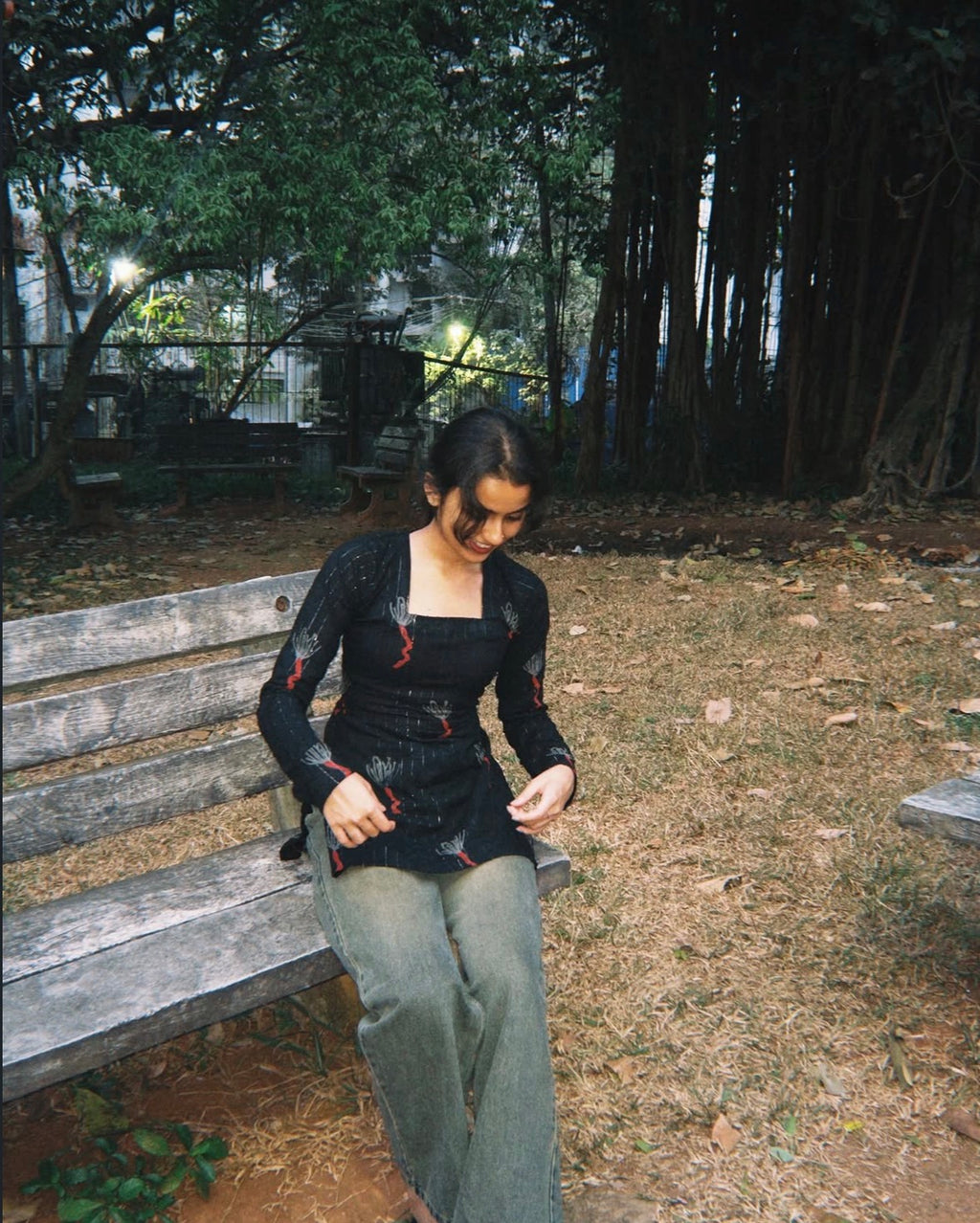 Full sleeve,short Kurti with back ties.
